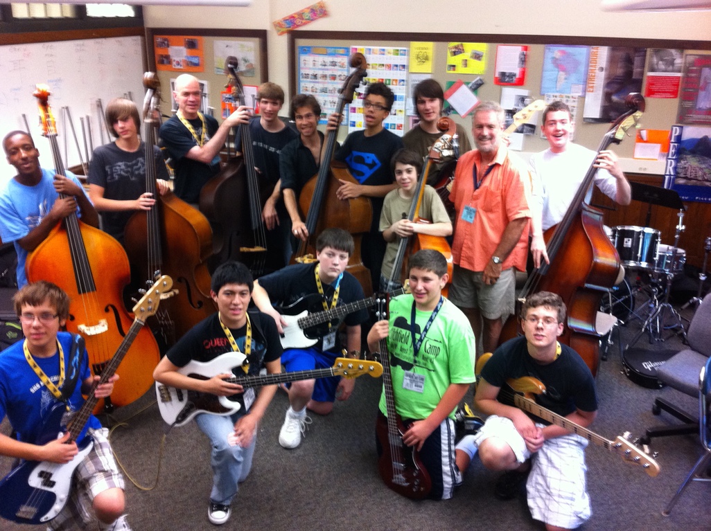 Joris Teepe with bass students at Litchfield Jazz Camp